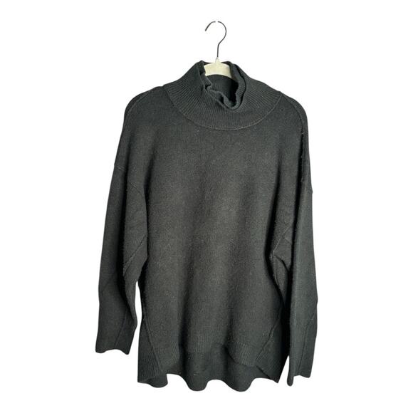 Free People Black Oversized Turtleneck Sweater Size XS - Picture 1 of 7